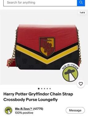 Loungefly Gryffindor Crest Chain Crossbody - Red Black Yellow